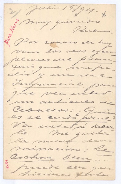 [Carta], 1901 jul. 16 Francia? <a> Rubén Darío