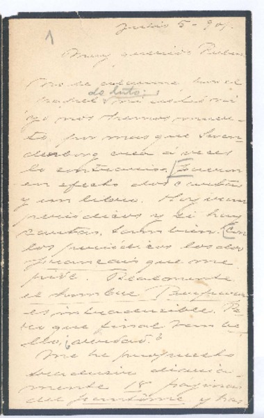 [Carta], 1901 jul. 5 Francia? <a> Rubén Darío