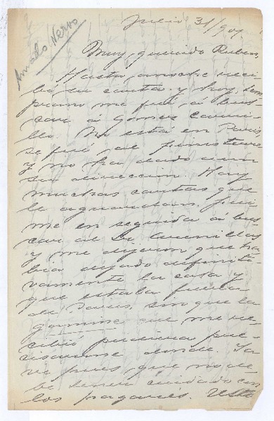 [Carta], 1901 jul. 31 Paris, Francia <a> Rubén Darío