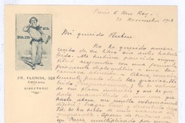 [Carta], 1902 nov. 21 Paris, Francia <a> Rubén Darío