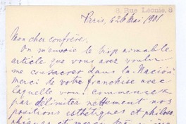 [Carta], 1901 may. 26 Paris, Francia <a> Rubén Darío