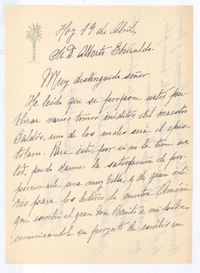 [Carta], c. 1930 abr. 19 Lima, Perú [a] Alberto Ghiraldo