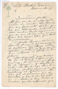 [Carta], c. 1896 Lima, Perú <a> Rubén Darío