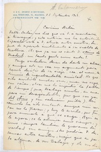 [Carta], 1907 sep. 25 Madrid, España <a> Rubén Darío