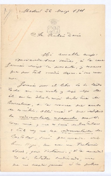 [Carta], 1901 mar. 22 Madrid, España <a> Rubén Darío