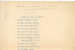 [Carta], 1866 feb. 22 Madrid, España <a> Santiago Ramírez Carta en verso a un amigo.