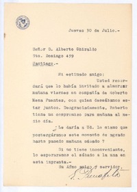 [Carta], c.1940 jul. 30 Santiago, Chile <a> Alberto Ghiraldo