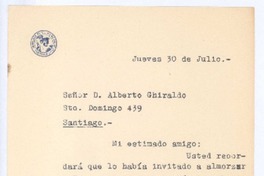 [Carta], c.1940 jul. 30 Santiago, Chile <a> Alberto Ghiraldo