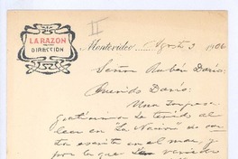 [Carta], 1906 ago. 3 Montevideo, Uruguay <a> Rubén Darío