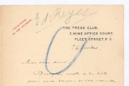 [Carta], c.1900 jul. 26 Londres, Inglaterra <a> Rubén Darío