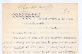[Carta], 1911 nov. 19 México <a> Rubén Darío