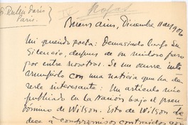 [Carta], 1906 dic. 11 Buenos Aires, Argentina <a> Rubén Darío