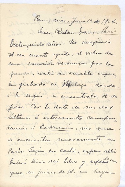[Carta], 1904 jun. 1 Buenos Aires, Argentina <a> Rubén Darío