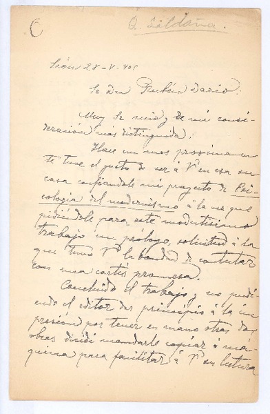 [Carta], 1905 may. 28 León, España <a> Rubén Darío