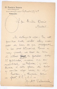 [Carta], 1905 sep. 27 Madrid, España <a> Rubén Darío