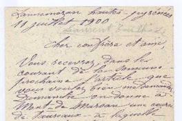 [Carta], 1900 jul. 11 Francia <a> Rubén Darío