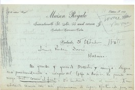 [Carta], c.1900 oct. 25 La Habana, Cuba <a> Rubén Darío