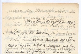 [Carta], 1902 mar. 18 Menton, Francia <a> Rubén Darío