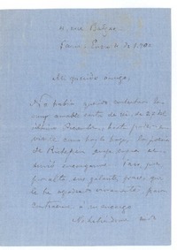 [Carta], 1900 ene. 4 Paris, Francia <a> Rubén Darío