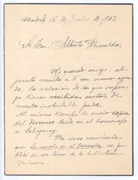 [Carta], 1929 jul. 16 Madrid, España <a> Alberto Ghiraldo