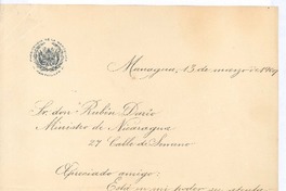 [Carta], 1909 mar. 13 Managua, Nicaragua, <a> Rubén Darío