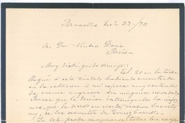 [Carta], 1911 ene. 23 Bruselas, Bélgica <a> Rubén Darío