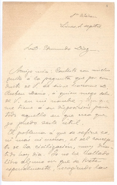 [Carta],c 1930 nov. 4 San Esteban, España <a> Edmundo Díaz