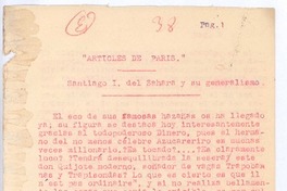 Articles de Paris Santiago I. Del Sahara y su generalismo.