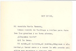 [Carta] c.1960, Santiago, Chile [a] María Romero