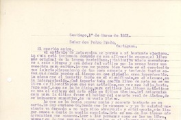 [Carta] 1921 mar. 1, Santiago, Chile [a] Pedro Prado