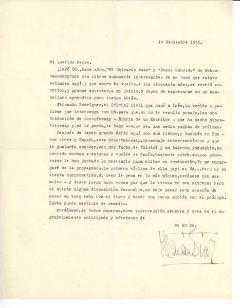 [Carta] 1936 dic. 1, Santiago, Chile [a] Pedro Prado