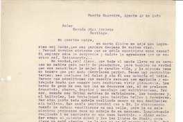 [Carta] 1923 ago. 19, Santiago, Chile [a] Hernán Díaz Arrieta