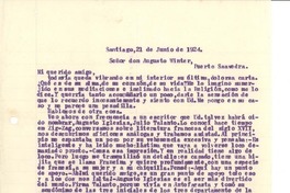 [Carta] 1924 jun. 21, Santiago, Chile [a] Augusto Winter