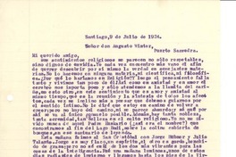 [Carta] 1924 jul. 9, Santiago, Chile [a] Augusto Winter