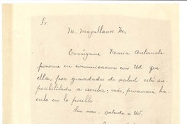 [Carta] 1909 nov. 26 Valparaíso, Chile [a] Manuel Magallanes Moure