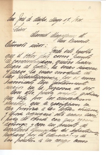 [Carta] 1921 may. 17, San José de Maipo, Chile [a] Manuel Magallanes Moure