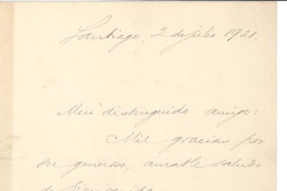 [Carta] 1921 jul. 2, Santiago, Chile [a] Manuel Magallanes Moure