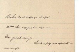 [Carta] 1903 mar. 30, Bahía, Brasil [a] Manuel Magallanes Moure