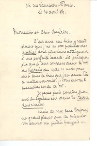 [Carta], 1904 abr. 6 Paris, Francia [a] Manuel Magallanes Moure