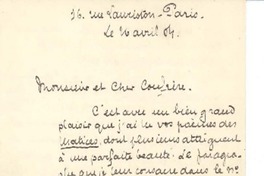 [Carta], 1904 abr. 6 Paris, Francia [a] Manuel Magallanes Moure
