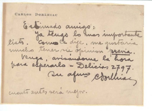 [Carta] c. 1919, Santiago, Chile [a] Manuel Magallanes Moure
