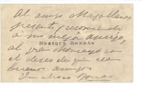 [tarjeta] c. 1919, Santiago, Chile [a] Manuel Magallanes Moure