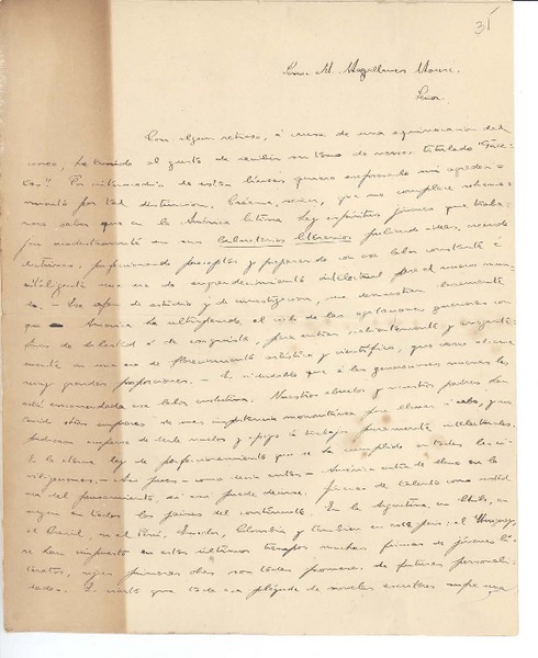 [Carta] 1902, Uruguay [a] Manuel Magallanes Moure