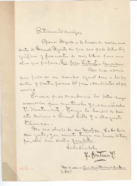 [Carta] c. 1915, Quirihue, Chile [a] Manuel Magallanes Moure