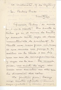 [Carta] 1917 ago. 9, El Melocotón, Chile [a] Pedro Prado