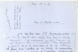 [Cartas entre 1929 y 1930] París, Francia <a> Gabriela Mistral