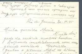 [Carta], 1945 nov. 20 Río de Janeiro, Brasil <a> María Urzúa