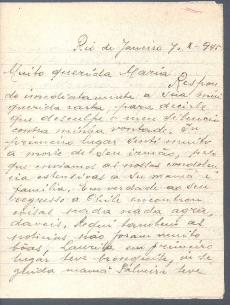 [Carta], 1945 oct. 7 Río de Janeiro, Brasil <a> María Urzúa