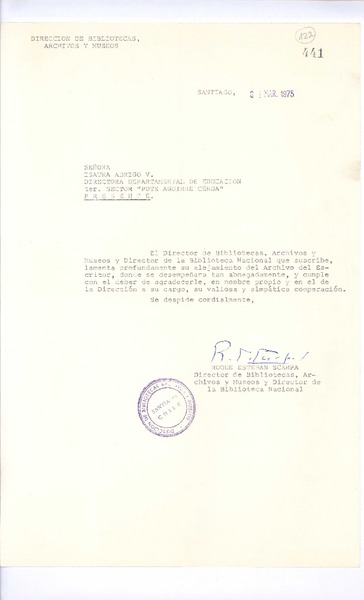 [Carta] 1975 mar. 31 Santiago, Chile <a> Isaura Abrigo