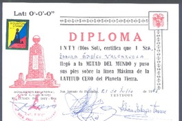 [Diploma] 1981 jul. 21, San Antonio de Pichincha, Ecuador <a> Isaura Abrigo